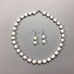 Amethyst and Baroque Pearls with Sterling Clasp